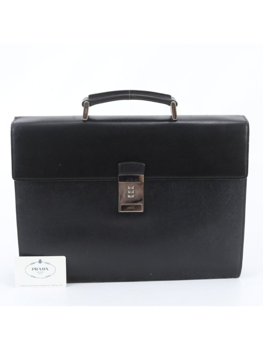 Prada Included Saffiano Leather Business Briefcase Tote